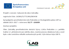 Vybavení do obce Zahrádky