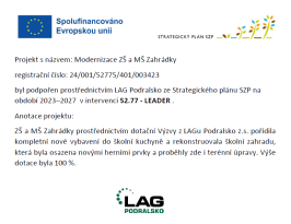 Modernizace ZŠ a MŠ Zahrádky