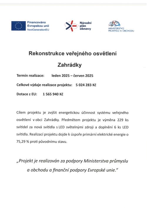 Rekonstrukce veřejného osvětlení